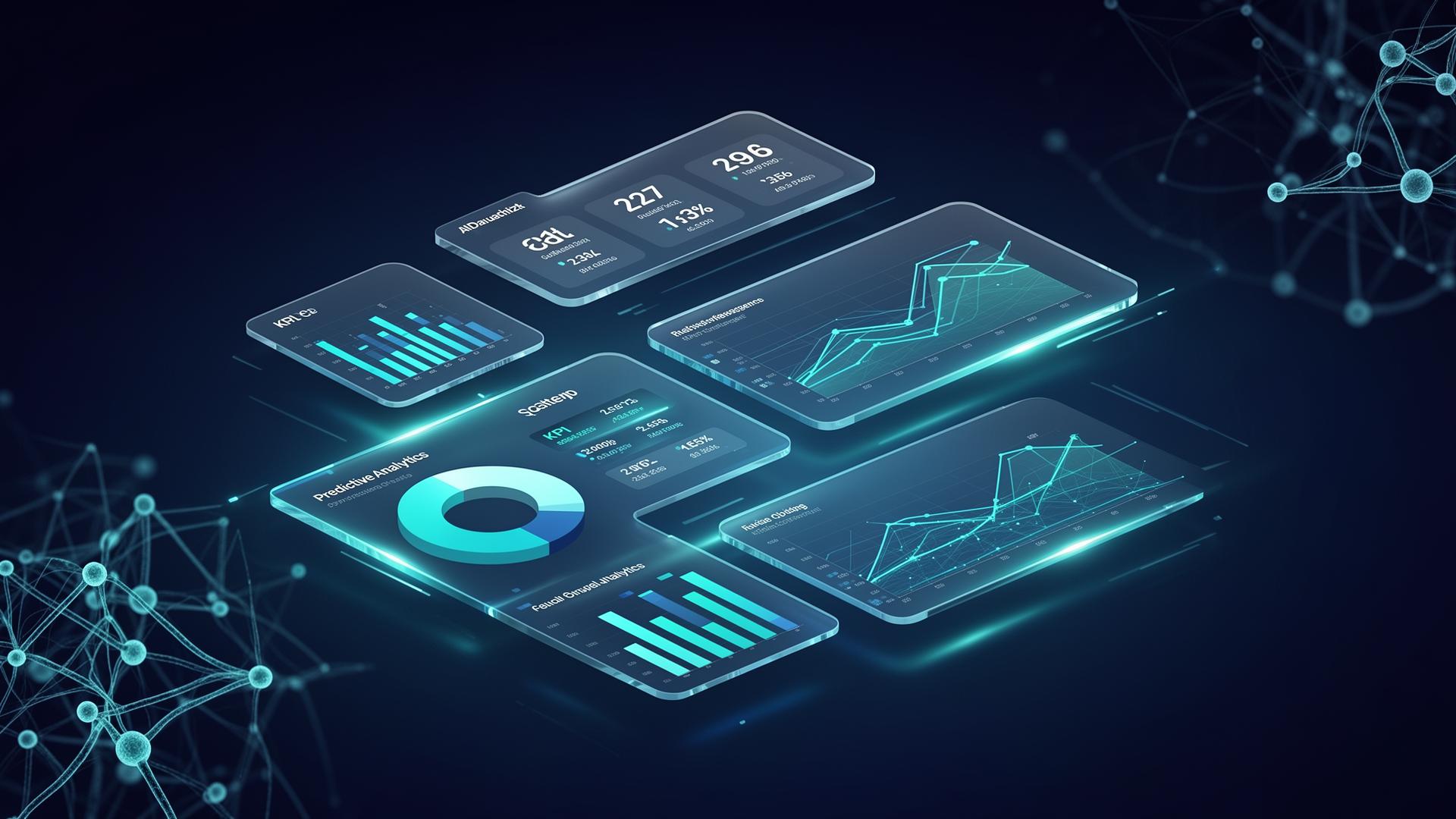 AI business intelligence dashboard with charts and KPIs